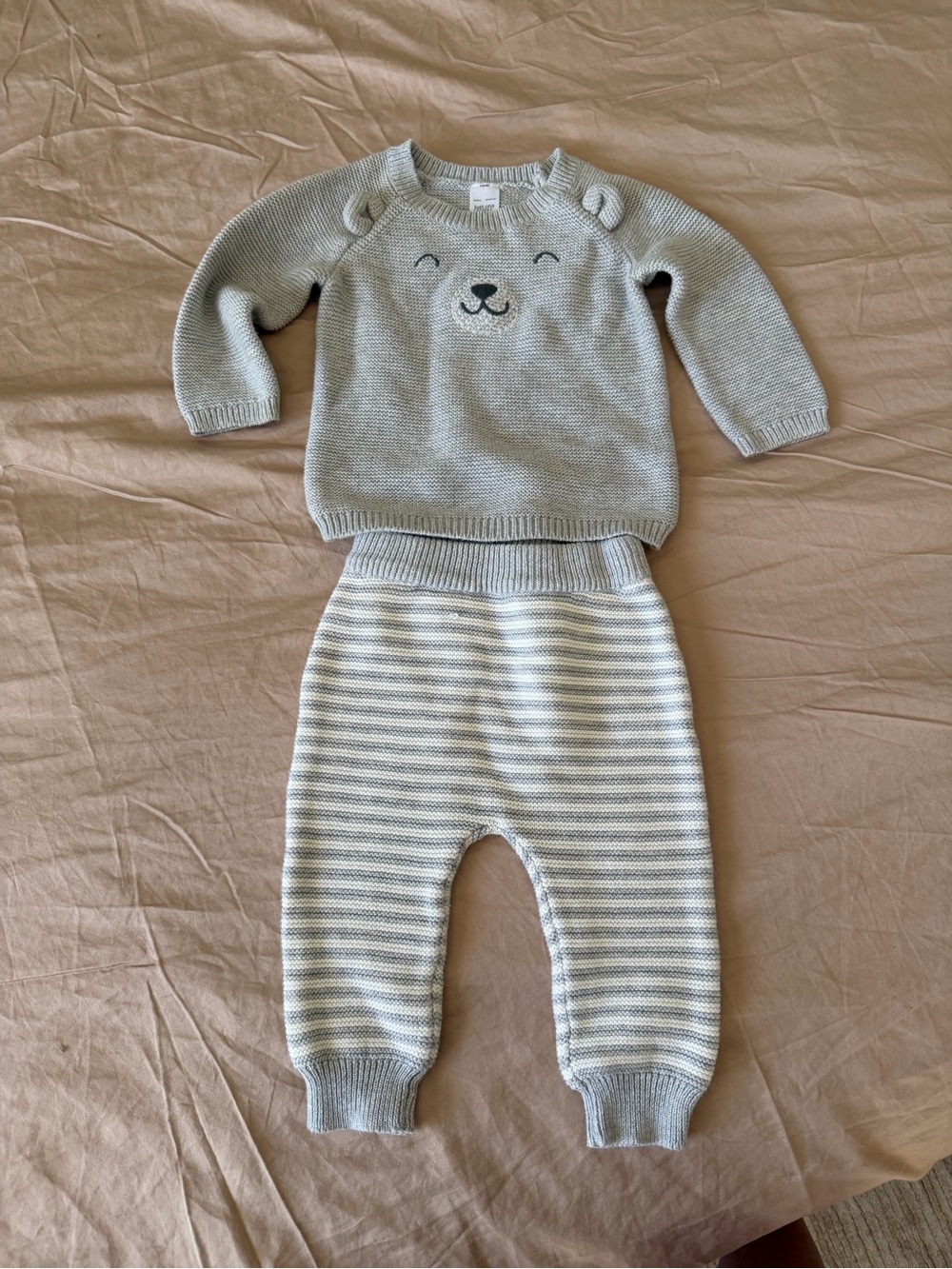 Carter's Light Gray Knit Baby Sweater 9M